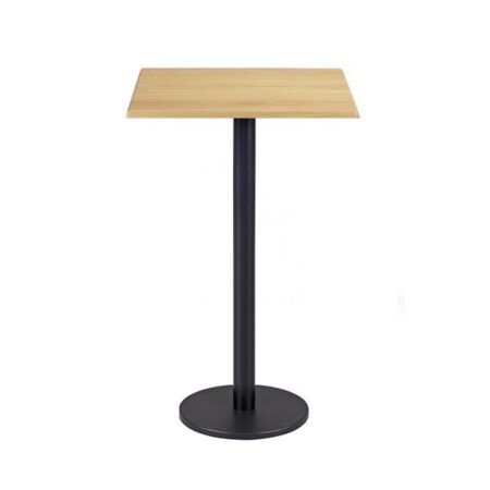 Mesa BOHEME, alta, negra, base de 110 cms y tapa de 70 x 70 cms. Color a elegir, Tableros de 70x70 cms: WERZALIT SM - HAYA 19