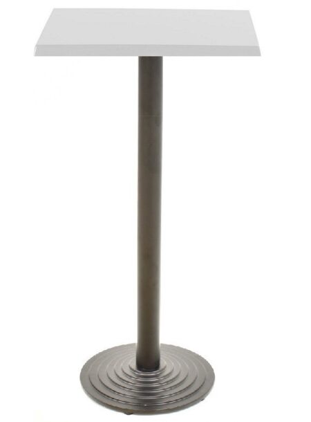 Mesa alta EBRO, negra, base de 110 cms y tapa de 60x60 cms. Color a elegir, Tableros de 60x60 cms: WERZALIT SM - BLANCO 01