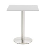 Mesa BENAGIL, acero inoxidable, base de 72 cms y tapa 80 x 80 cms. Color a elegir, Tableros de 80x80 cms: WERZALIT SM - BLANCO 01
