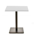 Mesa BEVERLY, base de 72 cms y tapa de 60x60 cms. Color a elegir, Tableros de 60x60 cms: WERZALIT SM - BLANCO 01, Base BEVERLY, altura 72 cms: Negra