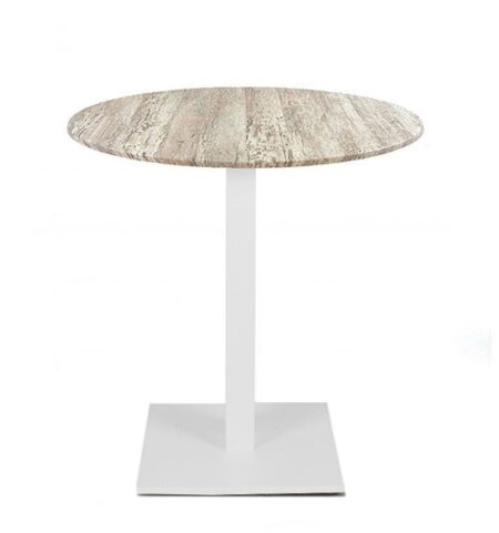 Mesa BEVERLY, base de 72 cms y tapa de 70 cms. Color a elegir, Tableros de 70 cms: WERZALIT SM - MONTPELLIER 214, Base BEVERLY, altura 72 cms: Blanca