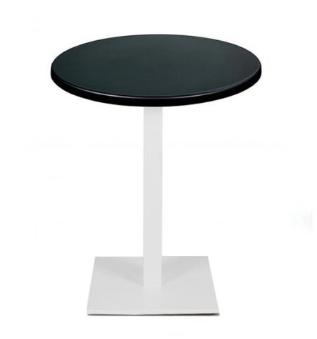 Mesa BEVERLY, base de 72 cms y tapa de 80 cms. Color a elegir, Tableros de 80 cms: WERZALIT SM - NEGRO 55, Base BEVERLY, altura 72 cms: Blanca