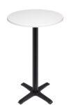 Mesa CARIBE, alta, negra, base de 110 cms y tapa de 70 cms. Color a elegir, Tableros de 70 cms: WERZALIT SM - PONDEROSA BLANCO 178