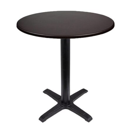 Mesa CARIBE, negra, base de 72 cms y tapa de 70 cms. Color a elegir, Tableros de 70 cms: WERZALIT SM - WENGUÉ 103