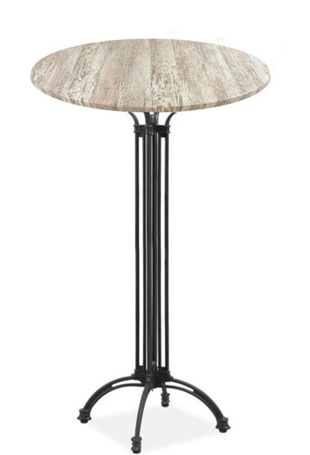 Mesa EIFFEL NEW, alta, aluminio, 4 pies, negra, base de 108 cms y tapa 60 cms. Color a elegir, Tableros de 60 cms: WERZALIT SM - MONTPELLIER 214