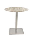 Mesa IPANEMA, acero inoxidable, base de 72 cms y tapa 60 cms. Color a elegir, Tableros de 60 cms: WERZALIT SM - MONTPELLIER 214