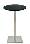 Mesa IPANEMA, alta, acero inoxidable, base de 110 cms y tapa 70 cms. Color a elegir, Tableros de 70 cms: WERZALIT SM - NEGRO 55