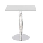 Mesa LUXOR, acero inox., tapa de 70x70 cms. Color a elegir, Tableros de 70x70 cms: WERZALIT SM - BLANCO 01