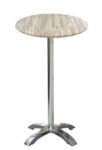 Mesa MILAN, alta, aluminio, 4 radios, base de 110 cms y tapa 60 cms. Color a elegir, Tableros de 60 cms: WERZALIT SM - MONTPELLIER 214