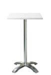 Mesa MILAN, alta, aluminio, 4 radios, base de 110 cms y tapa 60 x 60 cms. Color a elegir, Tableros de 60x60 cms: WERZALIT SM - BLANCO 01