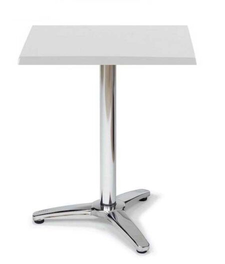 Mesa ROMA, aluminio, 3 radios, base de 70 cms y tapa 60x60 cms. Color a elegir, Tableros de 60x60 cms: WER-UNIART, BLANCO 3101