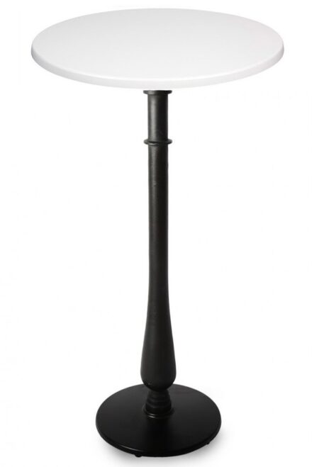 Mesa alta TÁMESIS, negra, base de 108 cms y tapa de 60 cms. Color a elegir, Tableros de 60 cms: WERZALIT SM - BLANCO 01