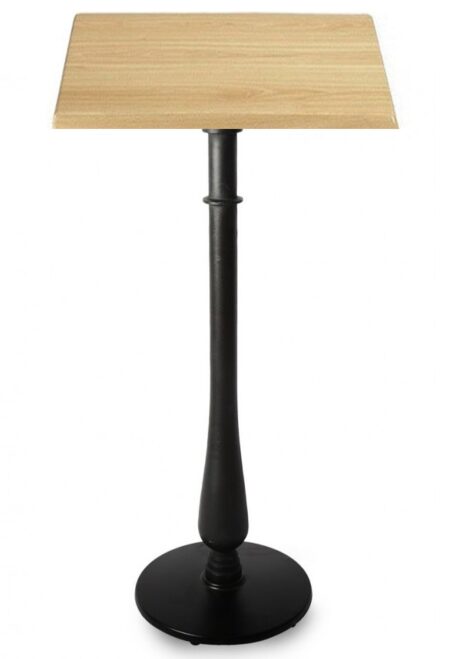 Mesa alta TÁMESIS, negra, base de 108 cms y tapa de 70x70 cms. Color a elegir, Tableros de 70x70 cms: WERZALIT SM - HAYA 19