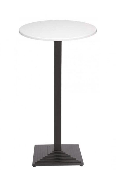 Mesa alta TIBER, negra, base de 110 cms y tapa de 80 cms. Color a elegir, Tableros de 80 cms: WERZALIT - BLANCO 01