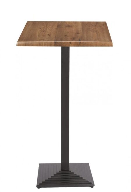 Mesa alta TIBER, negra, base de 110 cms y tapa de 80x80 cms. Color a elegir, Tableros de 80x80 cms: WERZALIT SM - ROBLE ANTIGUO 316