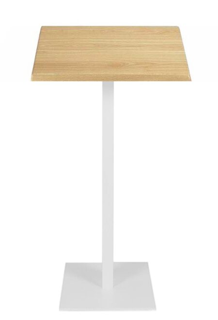 Mesa BEVERLY, alta, base de 110 cms y tapa de 70x70 cms. Color a elegir, Tableros de 70x70 cms: WERZALIT SM - HAYA 19, Base BEVERLY, altura 110 cms: Blanca