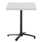 Mesa GUADIARO, aluminio, 4 brazos, base de 72 cms y tapa 60x60 cms. Color a elegir, Tableros de 60x60 cms: WERZALIT SM - BLANCO 01, Base Guadiaro: Aluminio Negro