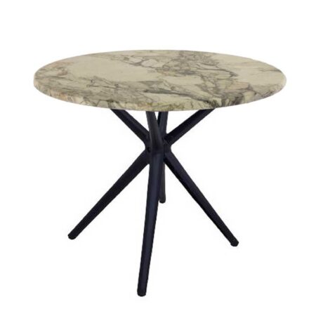 Mesa OASIS, negra, base de 72 cms y tapa de 60 cms. Color a elegir, Tableros de 60 cms: WERZALIT SM - MARBLE ALMERIA 209
