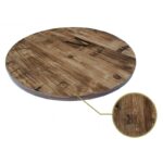 Mesa TULIP, base de 70 cms y tapa de 70 cms de diámetro. Color a elegir, Tableros de 70 cms: BILAMINADO VINTAGE HD7346, Base TULIP altura 70 cms: Dorada