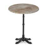 Mesa BRISTOL, fundición, 4 pies, negra, tapa 60 cms. Color a elegir, Tableros de 60 cms: WERZALIT SM - FINDUS GRAU 296