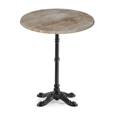 Mesa BRISTOL, fundición, 4 pies, negra, tapa 60 cms. Color a elegir, Tableros de 60 cms: WERZALIT SM - FINDUS GRAU 296