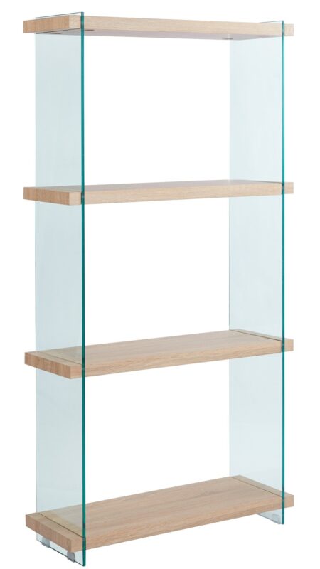 Estantería OSIRIS NEW, madera, cristal templado, 84x30x165 cms