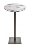 Mesa BEVERLY, alta, base de 110 cms y tapa de 70 cms. Color a elegir, Tableros de 70 cms: COMPACTO, MÁRMOL AFYON 5657, TAVILO (69 cms), Base BEVERLY, altura 110 cms: Negra