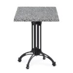 Mesa EIFFEL NEW, aluminio, 4 pies, negra, base de 70 cms y tapa 60 x 60 cms. Color a elegir, Tableros de 60x60 cms: WERZALIT ALEMANIA - PIAZZA 102
