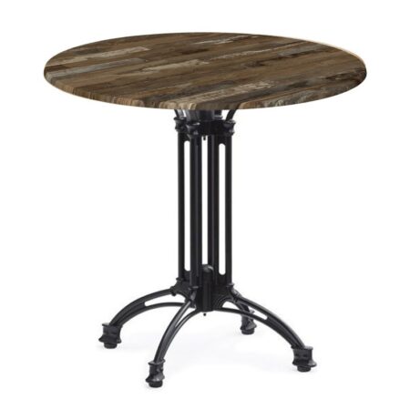 Mesa EIFFEL NEW, aluminio, 4 pies, negra, base de 70 cms y tapa 70 cms. Color a elegir, Tableros de 70 cms: WER-WOODART, MARCAIBO 4614