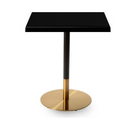 Mesa VERSALLES NEW, dorada y negra, base de 72 cms y tapa de 60x60 cms. Color a elegir, Tableros de 60x60 cms: WER-UNIART, NEGRO 3190