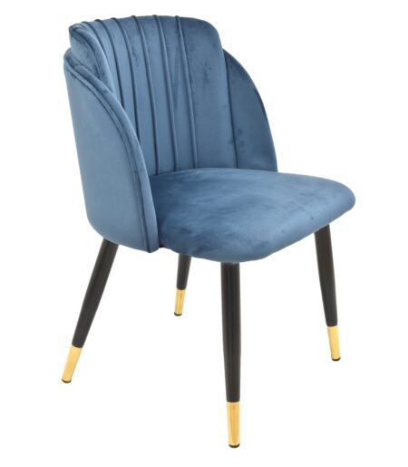 Silla GLAMOUR, metal, tapizado velvet azul