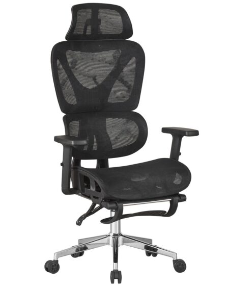 Sillón de oficina LORRIS, alto, ergonómico, malla y asiento negro