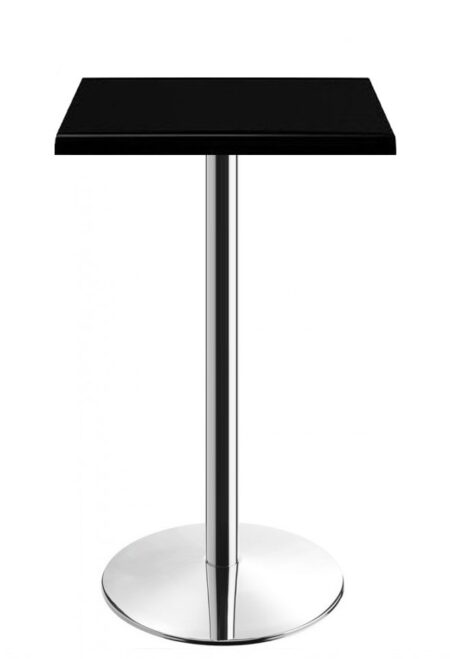 Mesa alta BENAMARA, acero inoxidable, base de 110 cms y tapa 60x60 cms. Color a elegir, Tableros de 60x60 cms: WER-UNIART, NEGRO 3190