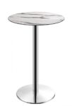 Mesa alta BENAMARA, acero inoxidable, base de 110 cms y tapa 70 cms. Color a elegir, Tableros de 70 cms: COMPACTO, MÁRMOL AFYON 5657, TAVILO (69 cms)