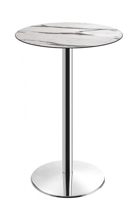 Mesa alta BENAMARA, acero inoxidable, base de 110 cms y tapa 70 cms. Color a elegir, Tableros de 70 cms: COMPACTO, MÁRMOL AFYON 5657, TAVILO (69 cms)