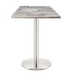 Mesa BENAGIL, acero inoxidable, base de 72 cms y tapa 60 x 60 cms. Color a elegir, Tableros de 60x60 cms: WER-FANTASY, WHITE BLOCK 7537