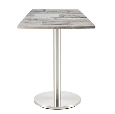 Mesa BENAGIL, acero inoxidable, base de 72 cms y tapa 60 x 60 cms. Color a elegir, Tableros de 60x60 cms: WER-FANTASY, WHITE BLOCK 7537