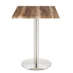 Mesa BENAGIL, acero inoxidable, base de 72 cms y tapa 70 x 70 cms. Color a elegir, Tableros de 70x70 cms: WER-WOODART, INDIAN SHESMAN 4525