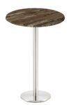 Mesa BENAGIL, alta, acero inoxidable, base de 110 cms y tapa 60 cms. Color a elegir, Tableros de 60 cms: WER-WOODART, MARACAIBO 4614