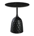 Mesa CAVEZZO, baja, negra, tapa cerámica mármol negro, 50 cms de diámetro