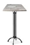 Mesa EIFFEL NEW, alta, aluminio, 4 pies, negra, base de 108 cms y tapa 60 x 60 cms. Color a elegir, Tableros de 60x60 cms: WER-FANTASY, WHITE BLOCK 7537