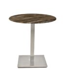 Mesa IPANEMA, acero inoxidable, base de 72 cms y tapa 70 cms. Color a elegir, Tableros de 70 cms: WER-WOODART, MARCAIBO 4614