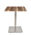 Mesa IPANEMA, acero inoxidable, base de 72 cms y tapa 70 x 70 cms. Color a elegir, Tableros de 70x70 cms: WER-WOODART, INDIAN SHESMAN 4525