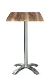 Mesa MILAN, alta, aluminio, 4 radios, base de 110 cms y tapa 70 x 70 cms. Color a elegir, Tableros de 70x70 cms: WER-WOODART, INDIAN SHESMAN 4525