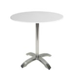 Mesa MILAN, aluminio, 4 radios, base de 72 cms y tapa 70 cms. Color a elegir, Tableros de 70 cms: WER-UNIART, BLANCO 3101