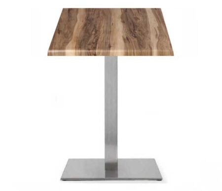 Mesa RHIN, acero inoxidable, base de 73 cms y tapa 80x80 cms. Color a elegir, Tableros de 80x80 cms: WER-WOODART, INDIAN SHESMAN 452