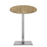 Mesa RHIN, alta, acero inoxidable, base de 110 cms y tapa 60 cms. Color a elegir, Tableros de 60 cms: WER-WOODART, AVALON PINE 4729