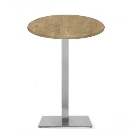 Mesa RHIN, alta, acero inoxidable, base de 110 cms y tapa 60 cms. Color a elegir, Tableros de 60 cms: WER-WOODART, AVALON PINE 4729