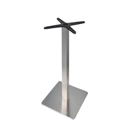 Mesa RHIN, alta, acero inoxidable, base de 110 cms y tapa 70 x 70 cms. Color a elegir, Tableros de 70x70 cms: MELAMINA WENGUÉ (68x68 cms)