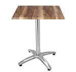 Mesa ROMA, aluminio, 4 radios, base de 70 cms y tapa 70 x 70 cms. Color a elegir, Tableros de 70x70 cms: WER-WOODART, INDIAN SHESMAN 4525